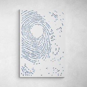 Ocean Abstract Art Print Hand-Painted Fish Swarm wall art