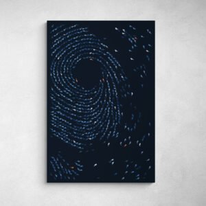 Ocean Abstract Art Print Hand-Painted Fish Swarm wall art