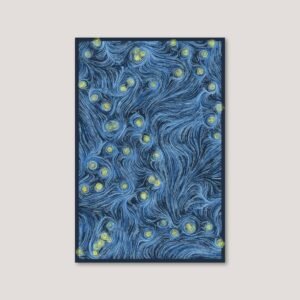 Space generative art print created based on physics and randomness, wall art mockup